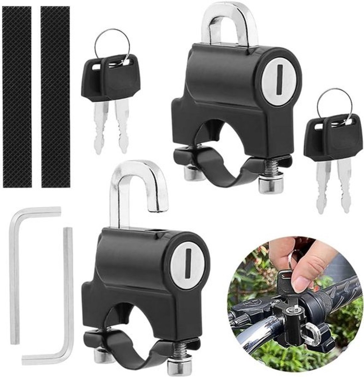 2x Universeel Motorslot voor Helm en Fiets - Stuurslot voor 22-24 mm