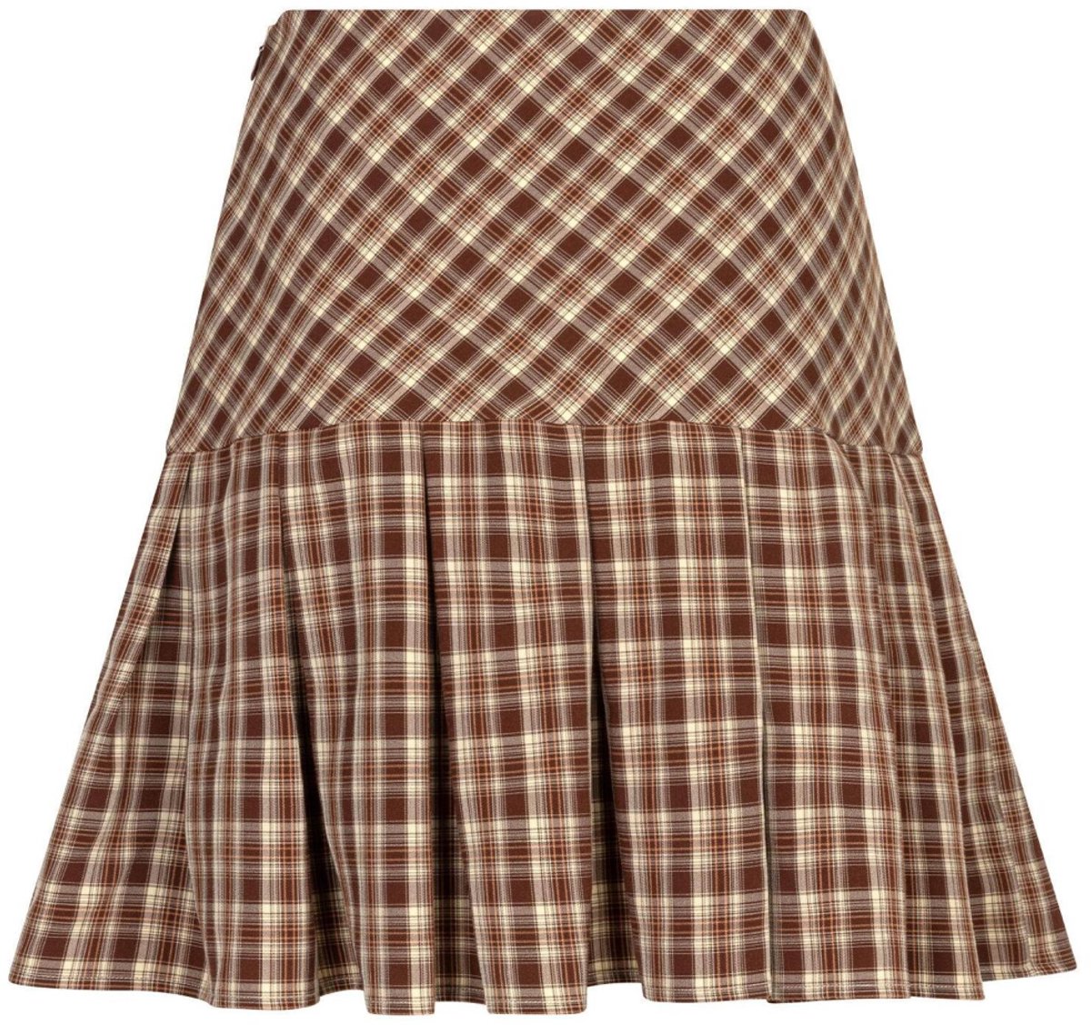 Ydence Rok Skirt Molly Fs2644 Brown Check Dames Maat - XS