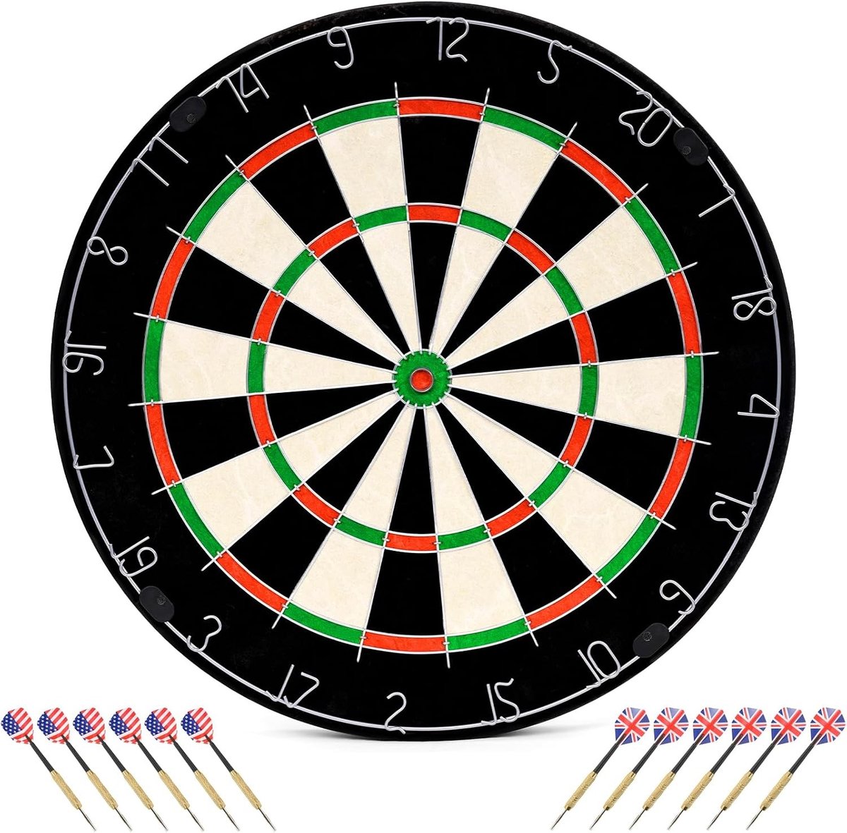 Dartbord Set van Jutevezel - 18 Inch Duurzaam Bristle Dartbord voor Gezellig Spelletjes Avond