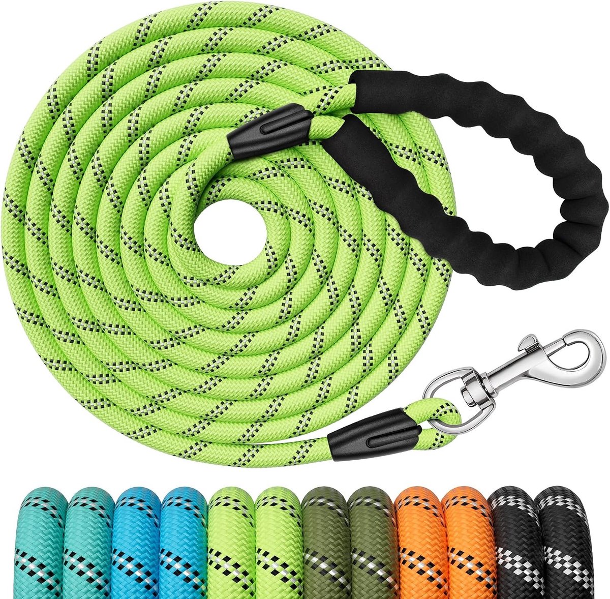 Traininglijn voor Honden 30 m - Sterke Touw, Lange Leash met Zachte Handgreep en Stevige Haak, Reflecterende Trainingslijn voor Grote, Middelgrote en Kleine Honden