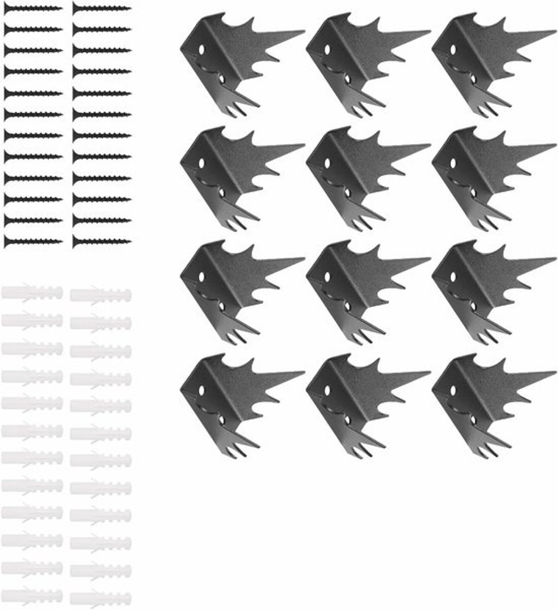 Metalen Anti-Klim Spikes - Hek Beveiliging Spikes - Indringers Afschrikken - Robuust Duurzaam Metaal - 12 Stuks - Zwart