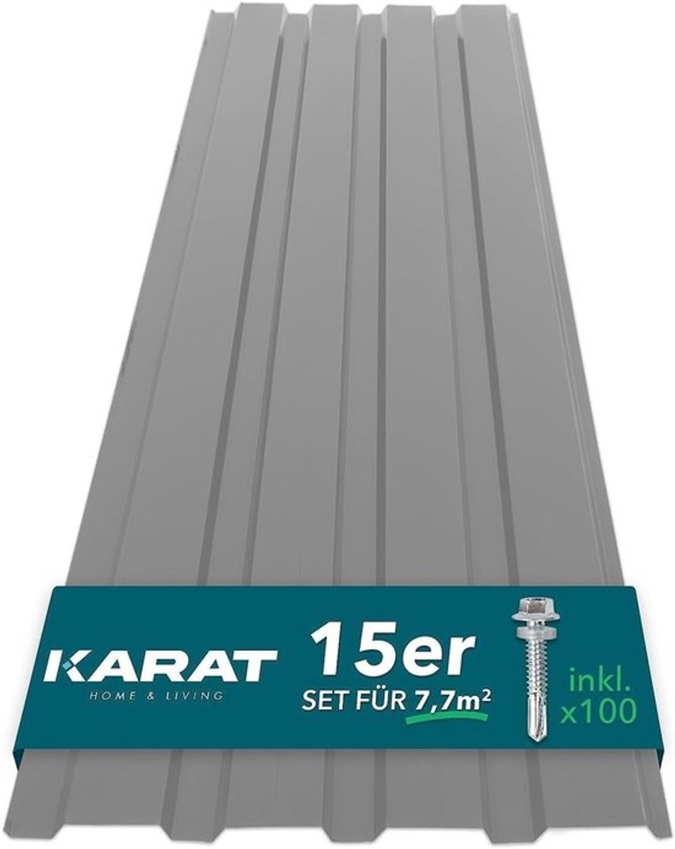 Trapeziumplaten - Dakplaten Wandbekleding - Dak en Wand - Incl. Schroeven 15 stuks - 115 x 45 cm - Lichtgrijs
