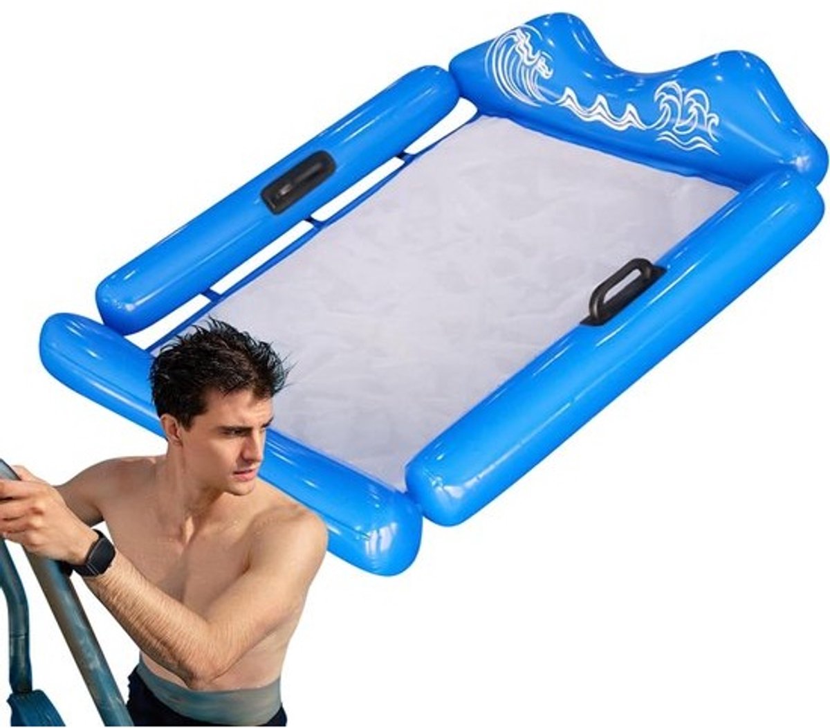 Waterhangmat - Opblaasbaar Zonnebed - Ontspannen in Water - Compact Ontwerp - 78 x 110 cm - Blauw