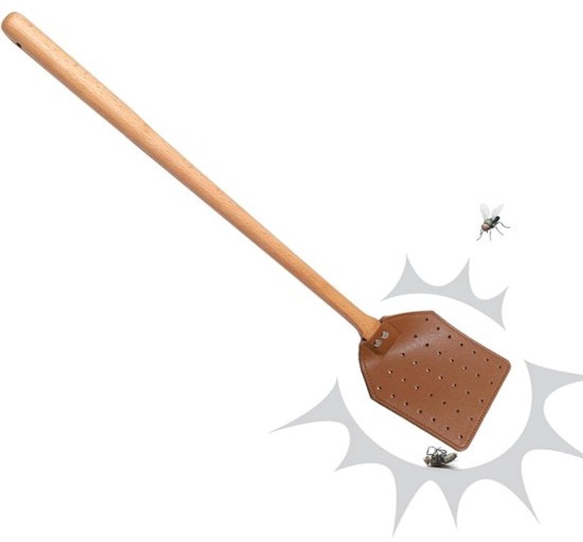 Vliegenmepper - Vliegenklapper - Ongedierte Bestrijden - Duurzaam Imitatieleer - 50 cm Lengte