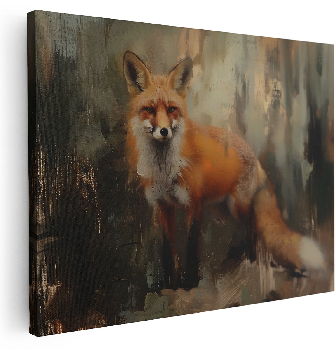 Artaza Canvas Schilderij Vos Schilderij - 160x120 cm - Groot - Wanddecoratie Dieren - Muurdecoratie Bos Natuur - Schilderijen Op Canvas