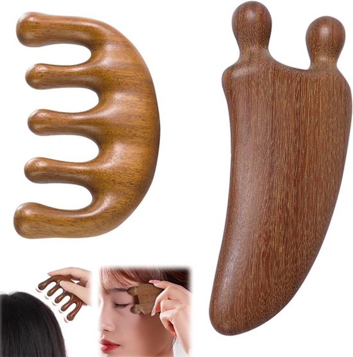 Gua Sha Gezichtsmassage Apparaat van Sandelhout voor Ontspanning en Vermoeidheidsvermindering