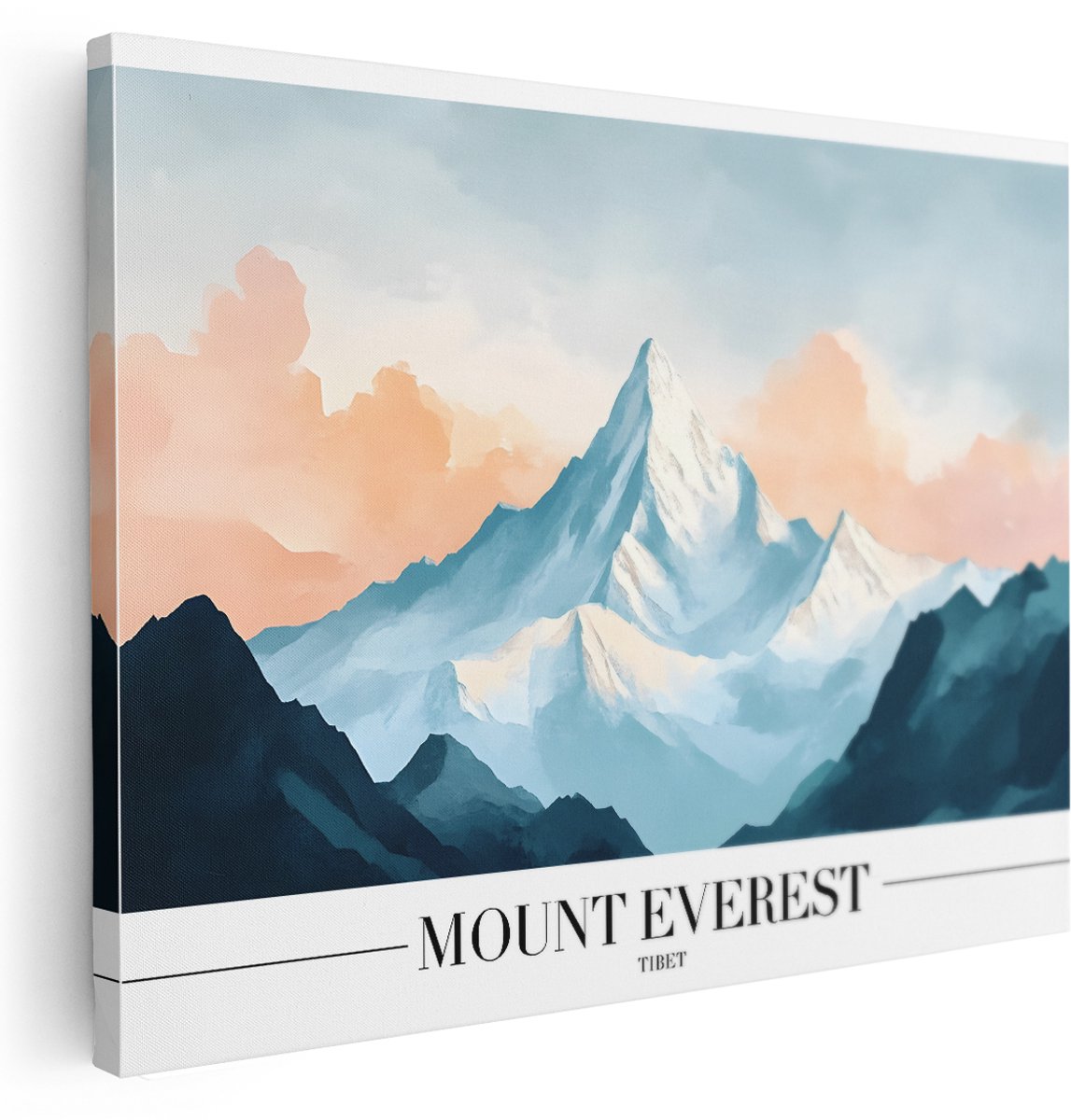 Artaza Canvas Schilderij Berglandschap - 160x120 cm - Groot - Wanddecoratie Mount Everest Tibet - Muurdecoratie Natuur - Schilderijen Op Canvas