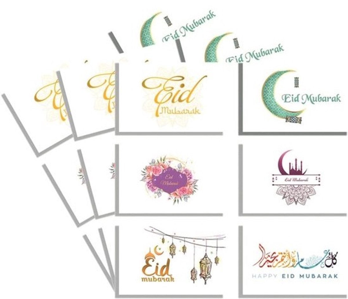 6 Delige Set Eid Mubarak Uitnodigingen met Enveloppen - Ramadan Wenskaarten Feestdecoratie Islamitisch