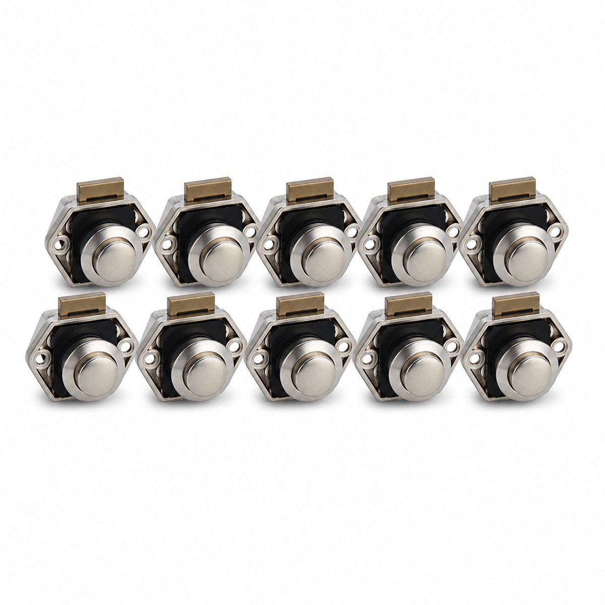 Drukknopsloten 20 mm - 10 stuks - parel nikkel - voor camper, caravan en kast