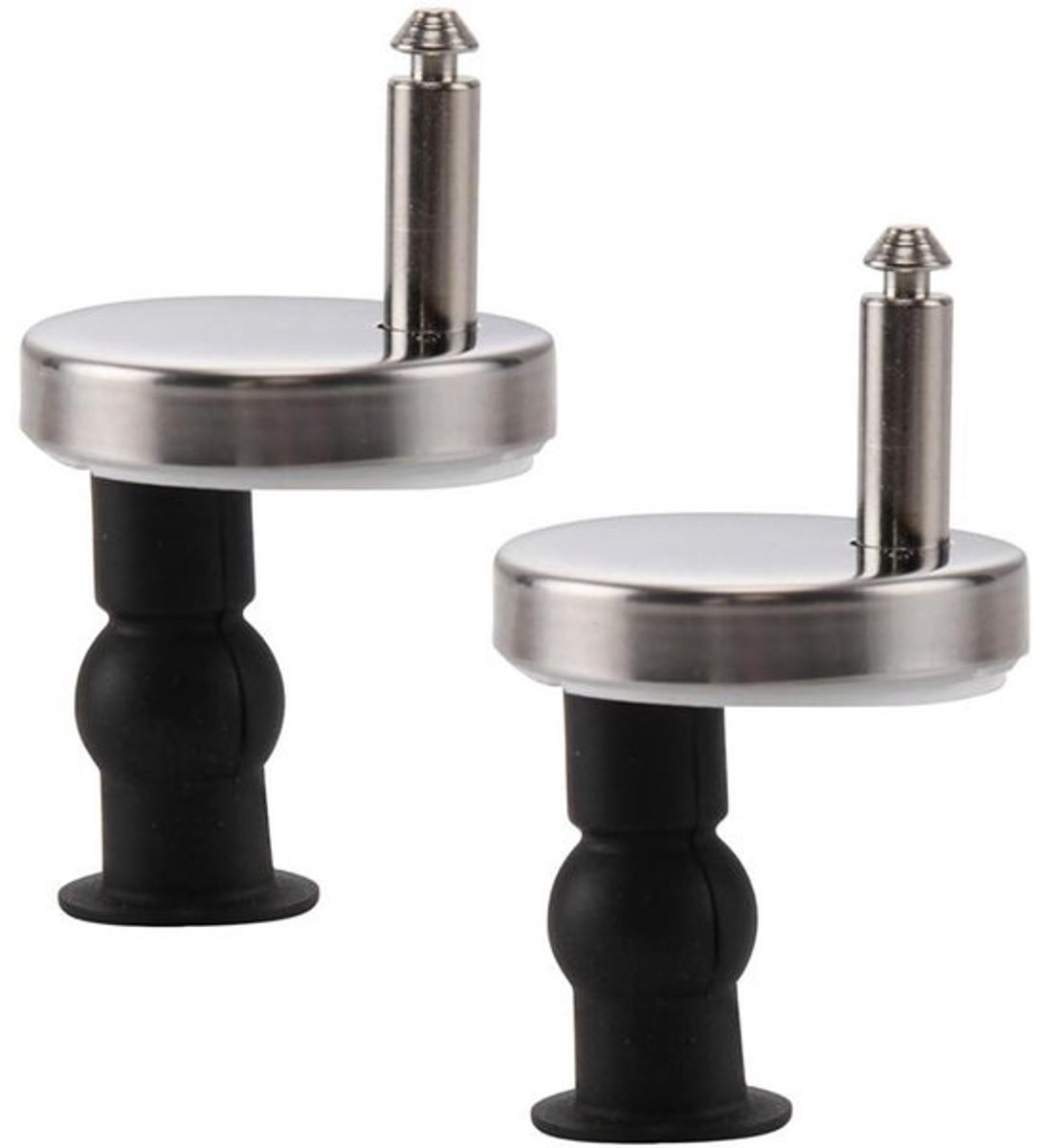 Toiletbril Fittingen - Scharnieren Toiletzitting - Toilet Reparatie - Quick Release - 2 stuks - Zilver/Zwart