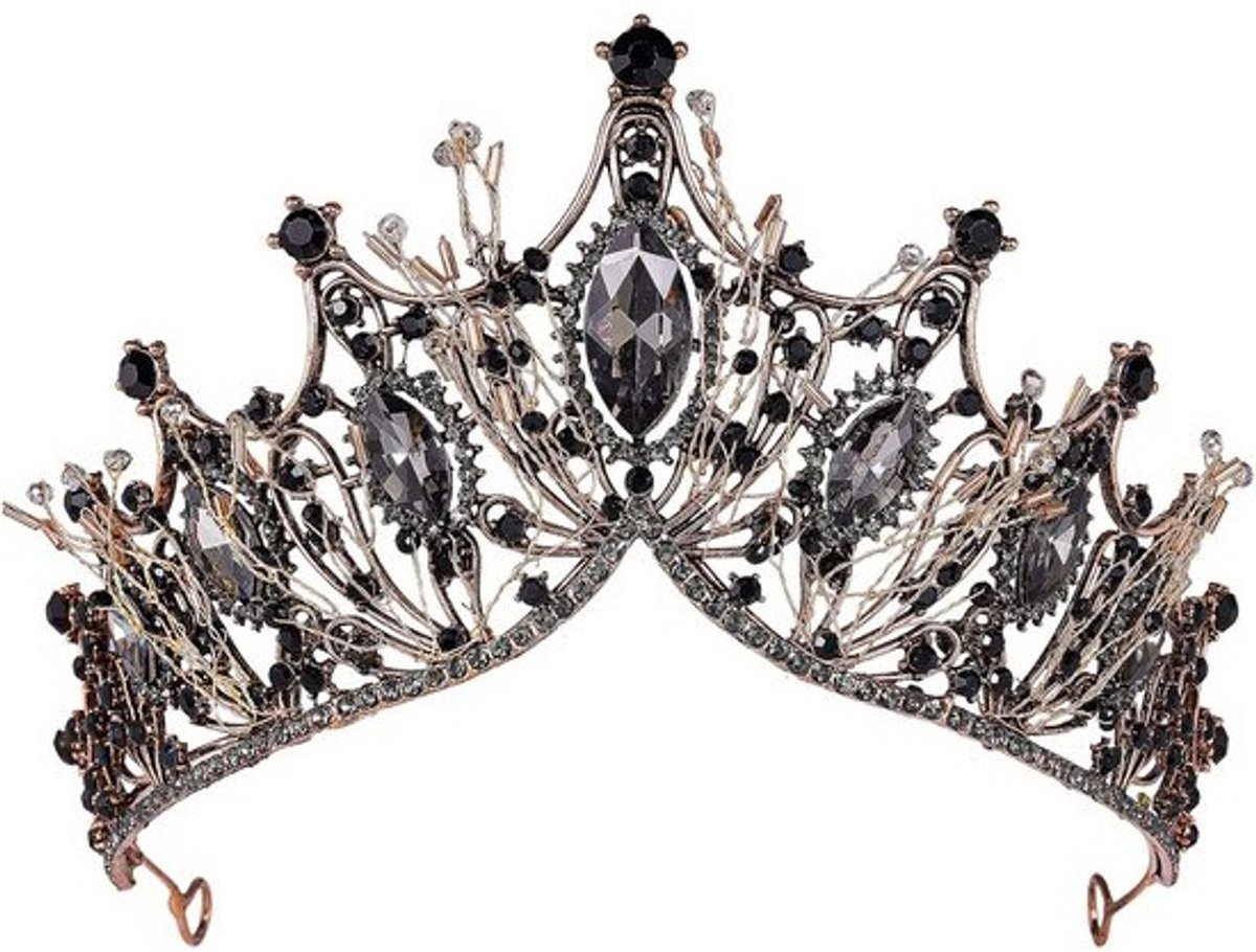 Vintage Strass Bruidstiara Kroon voor Bruiloft en Feest - Gouden Hoofddeksel