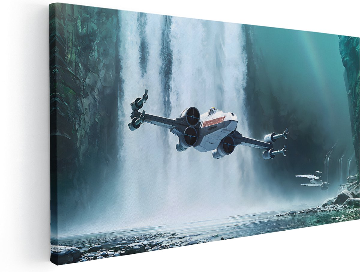 Artaza Canvas Schilderij Sterrenjager Star Wars - 140x70 cm - Groot - Wanddecoratie Landschap - Muurdecoratie Waterval - Schilderijen Op Canvas