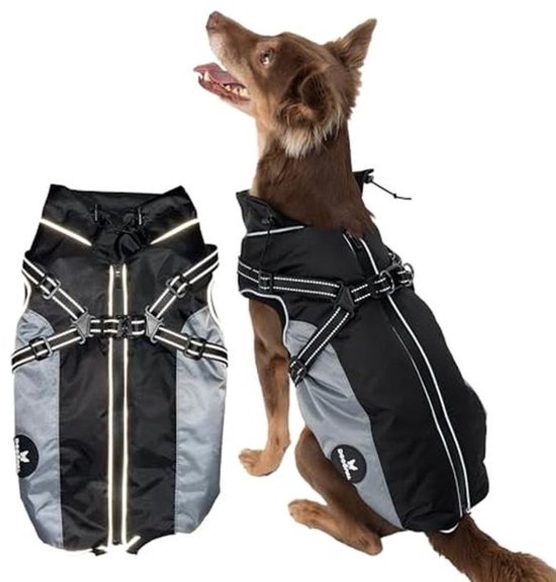 Waterdichte Hondenregenjas met Ingebouwd Harnas - Reflecterende Regenjas voor Kleine en Grote Honden