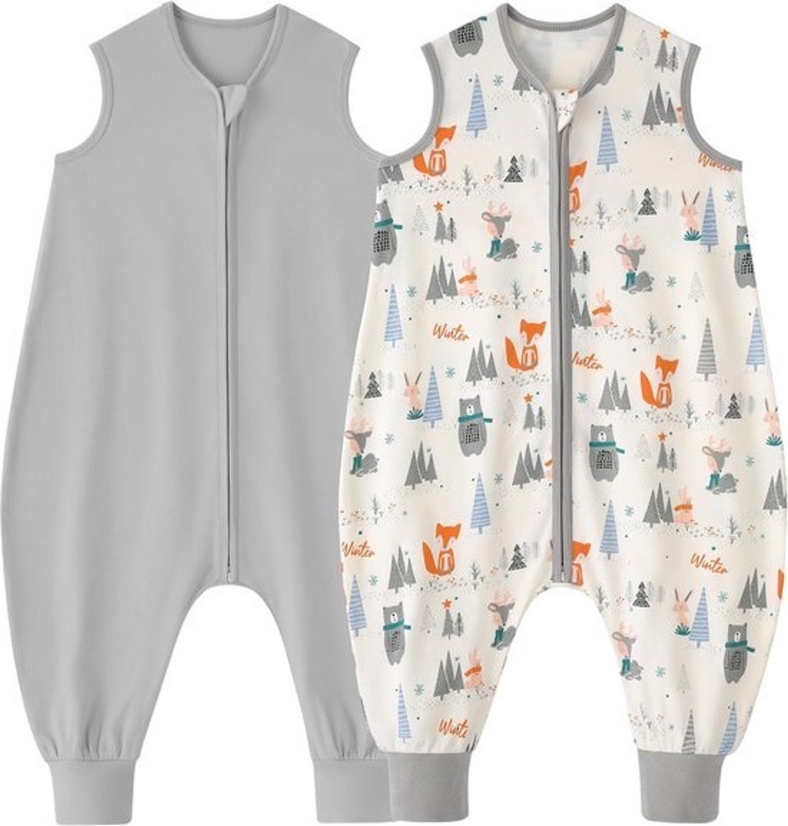 Set van 2 Zomerslaapzak met Voetjes, 0.5 Tog, 100% Katoen, voor Baby en Dreumes (6-18 Maanden)