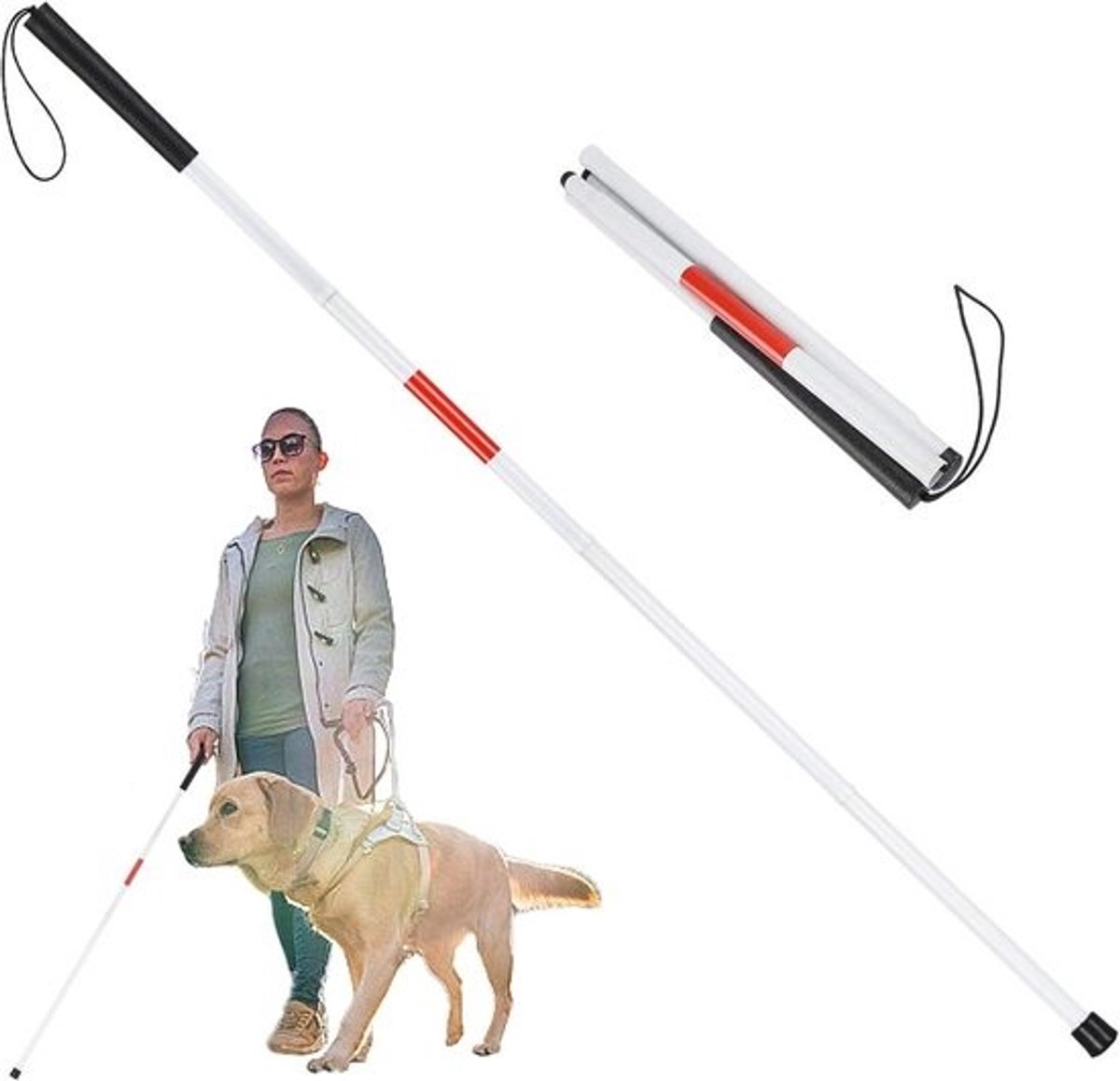 Opvouwbare Wandelstok voor Blinden - Reflecterende Blinde Stok met Ergonomische Grip en Draagbare Ontwerp