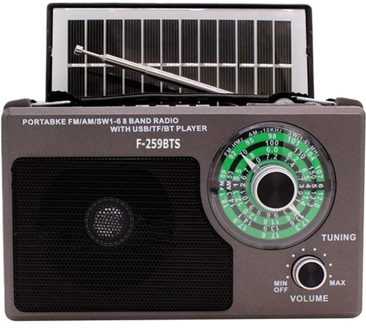 Draagbare Radio - Compacte Muziekspeler - Reizen Kantoor Werk - Zonne-oplader LED-lamp - 18 x 11.2 x 6.5 cm