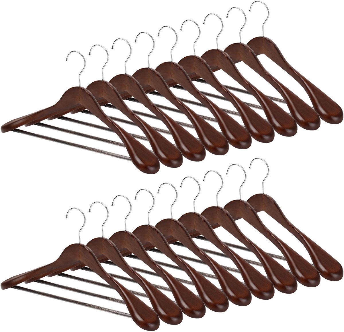 MELA'S Wooden Wide Clothes Hanger, Natural Wood, Pack of 18, Non-Slip, for Stable Jacket, Suit, Shirts, Extra Wide - ShopVlot
