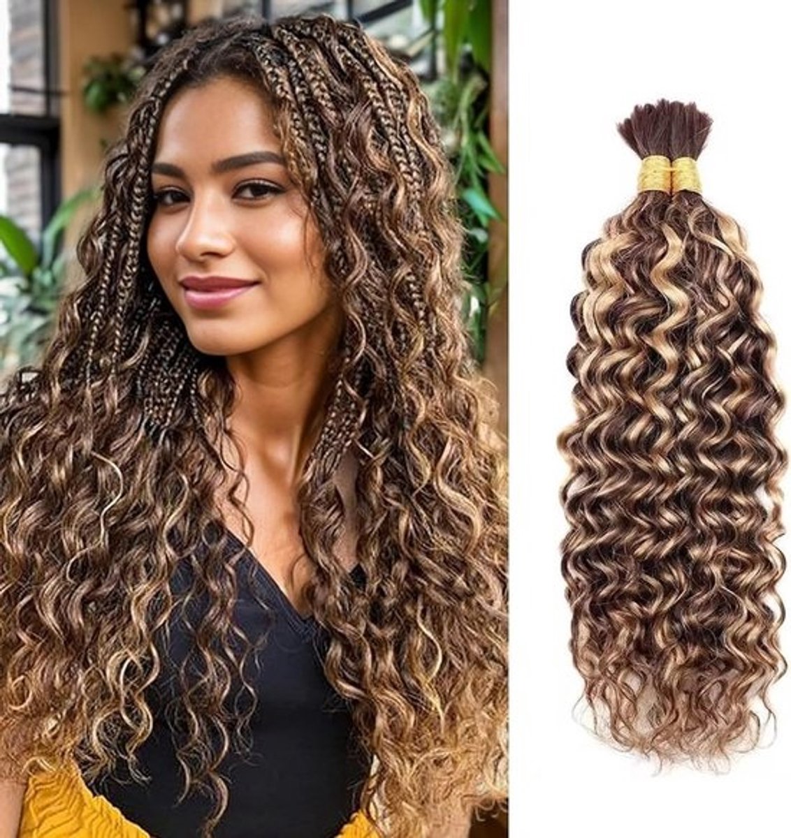 Ombre Vlechthaar Watergolf 100% Menselijk Haar Bulk 2 Bundels