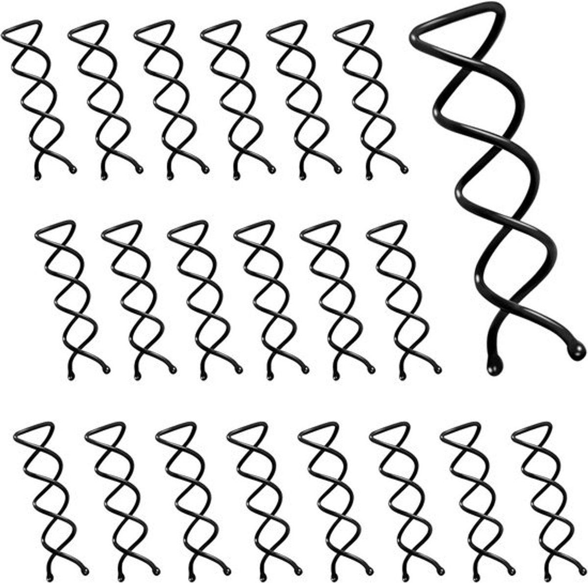 Haarspelden Set - Spiraal Speldjes - Kapsels Maken - Robuust Metaal - 20 Stuks - Zwart