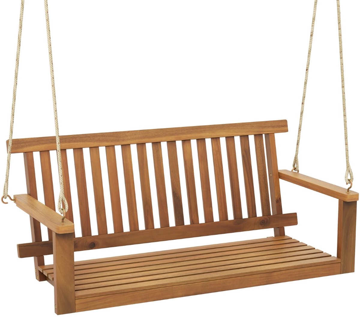 SureDeal® - Tuinmeubel - Verandaschommel - Personen Hangbank Terrasschommel - Touwen Hangen Schommelbank - 130x63x57 cm - Natuurlijke