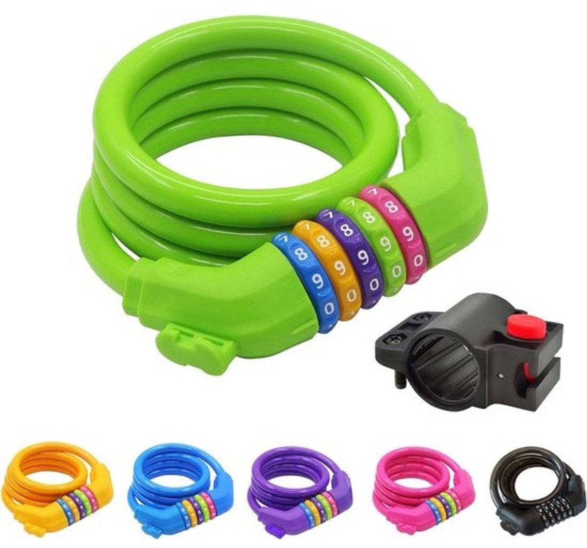 Kleurrijk Kinderfiets Slot met Cijfercode - 120 cm Kabel - Hoge Veiligheid