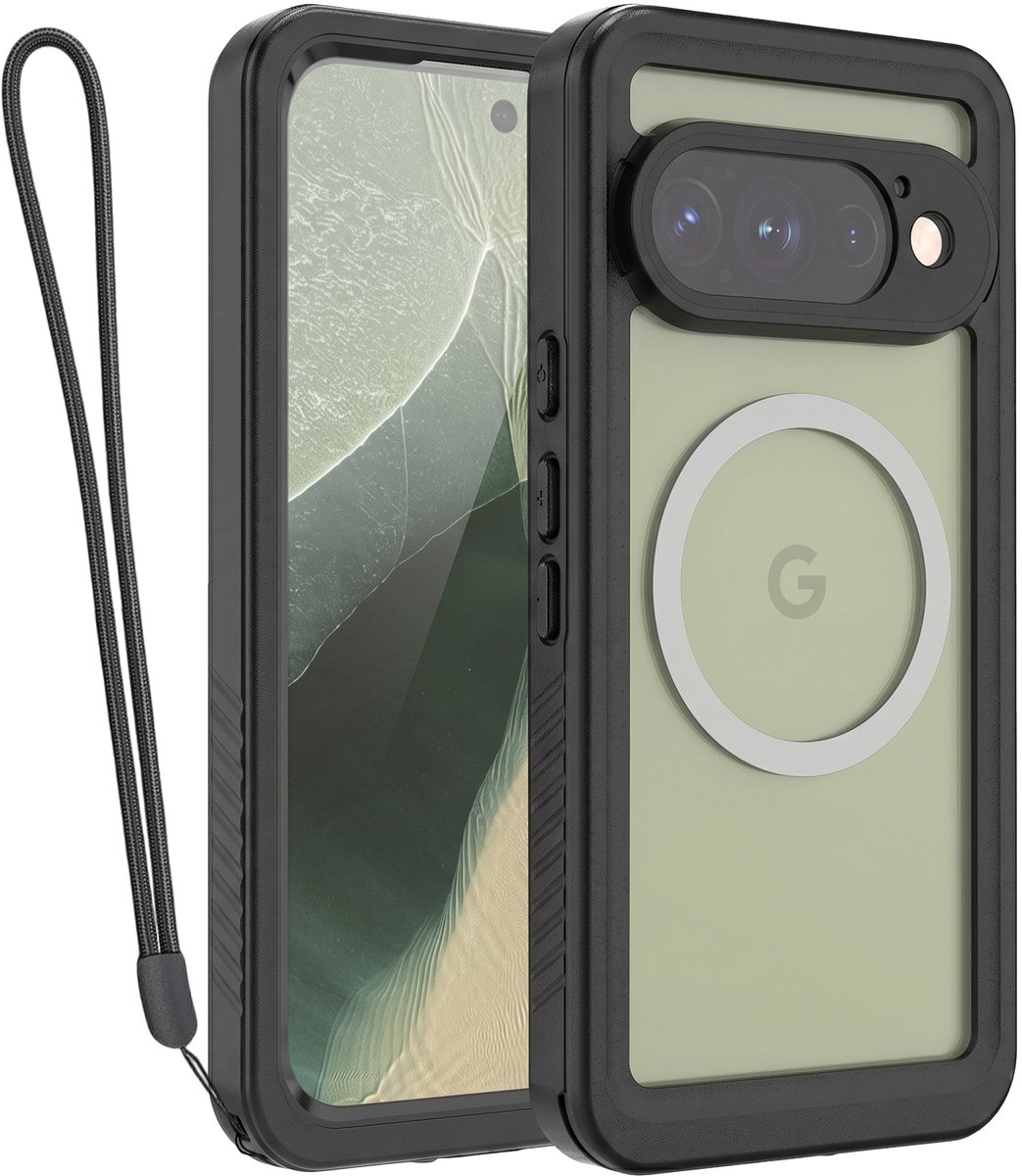 Redpepper, MagSafe Hoesje geschikt voor Google Pixel 11 Pro Waterdicht IP68 Schokbestendig 2m met Koord, Zwart
