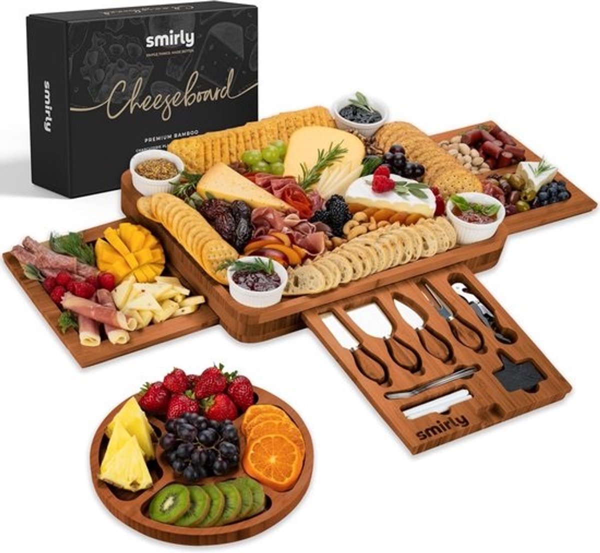 Charcuterie Board Set met Deksel - Grote Bamboe Kaasplank - Ideaal voor Huis Warming, Bruiloft, Verjaardag