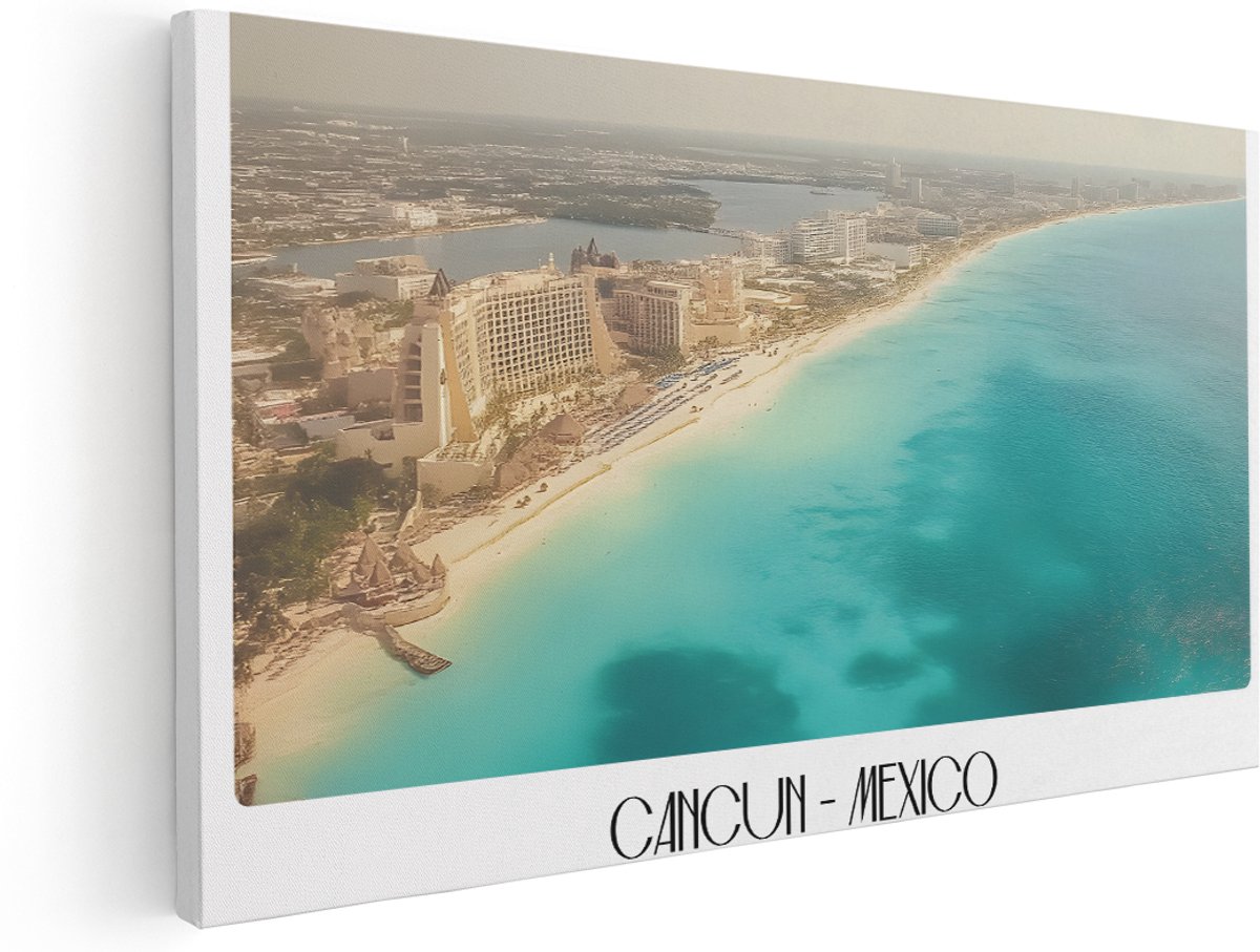 Artaza Canvas Schilderij Kustlijn Mexico - 160x80 cm - Groot - Wanddecoratie Strand - Muurdecoratie Tropisch Landschap - Schilderijen Op Canvas Zee