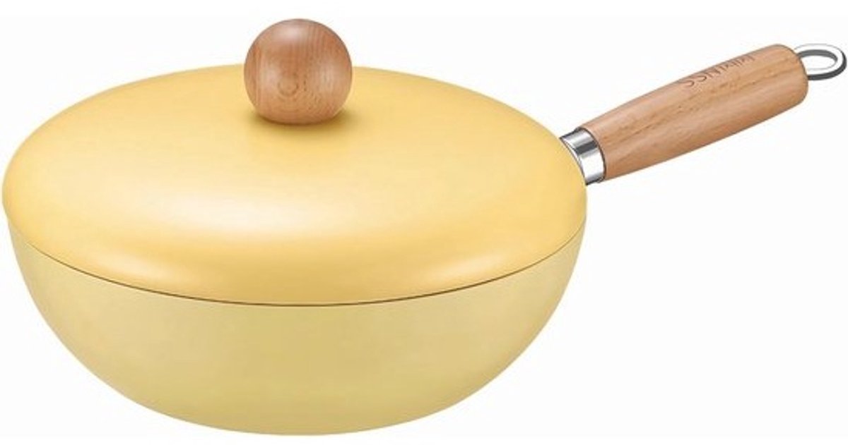 Dubbelzijdige keramische coating mini-wok 24 cm - Antiaanbakpan in geel voor stijlvol koken