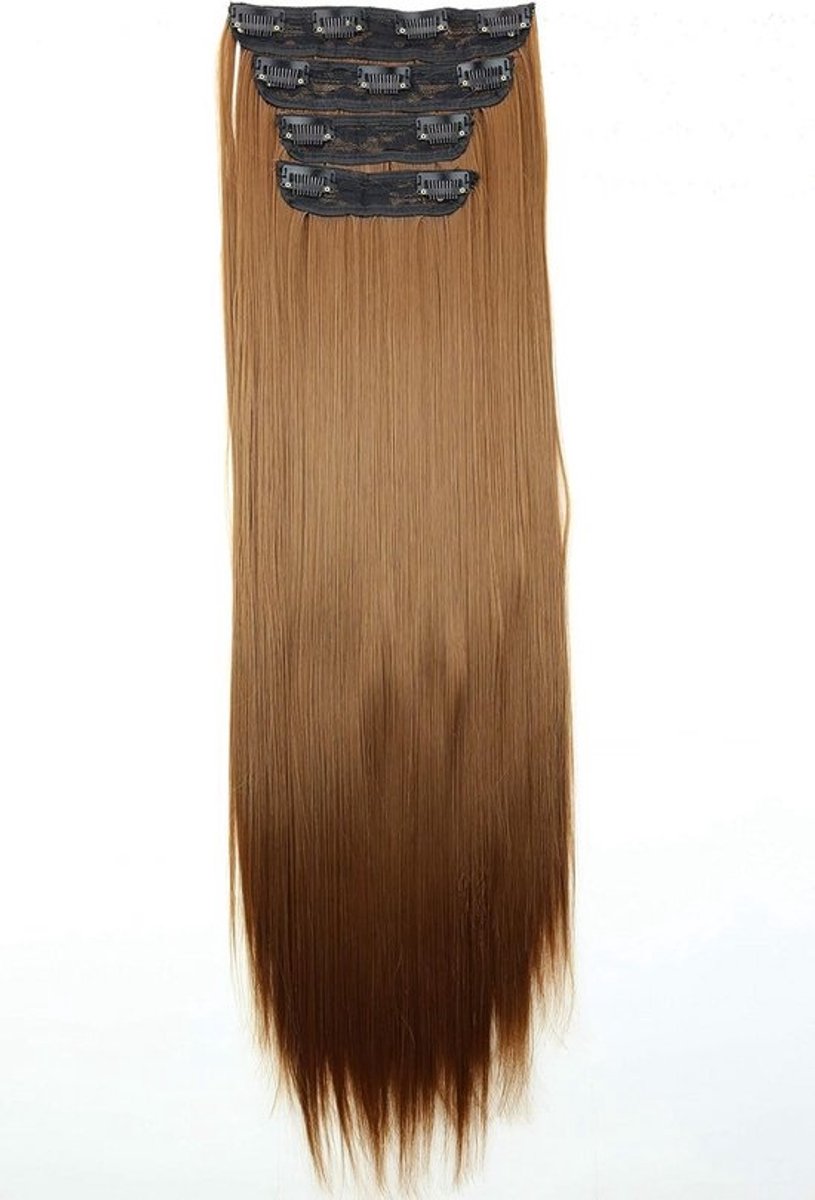 XXL 4 Delige Clip In Haarverlenging Set Glad Lichtbruin 280g