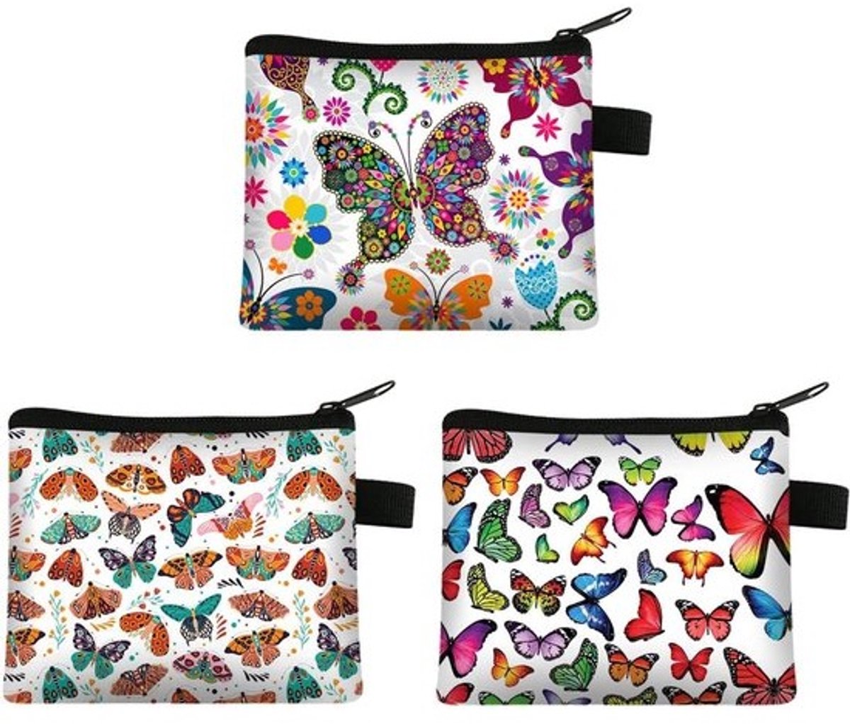 Set van 3 Reis Make-up Tassen met Vlinderprint