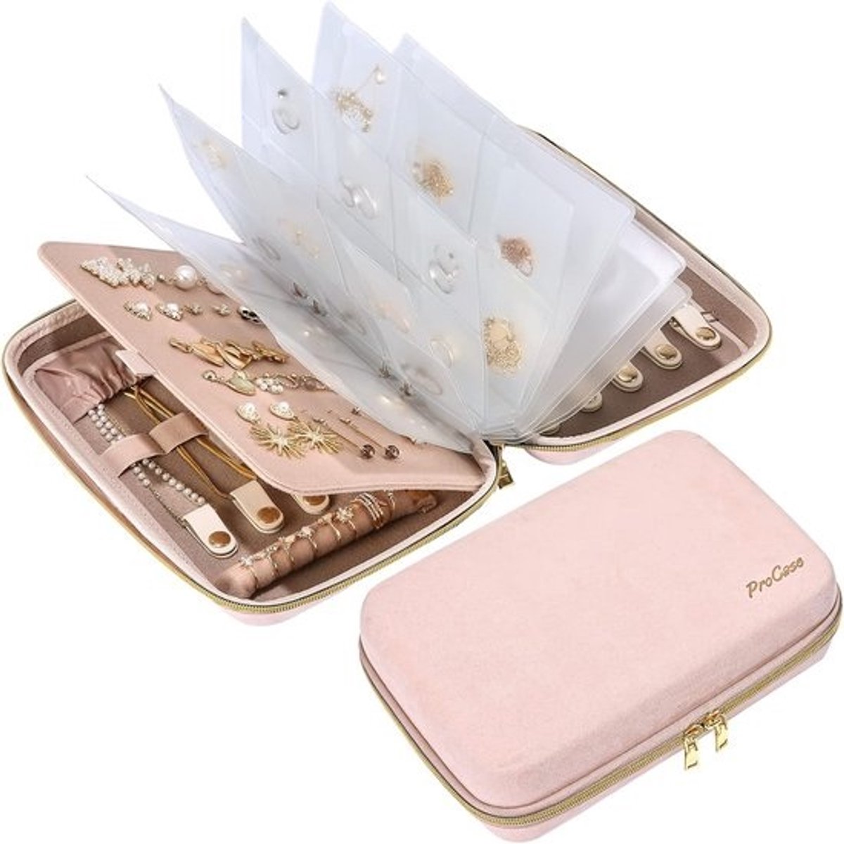 Sieraden Organizer - Reis Etui - Sieraden Opbergen - Grote Capaciteit - 28.5x20.4x7.3 cm - Roze