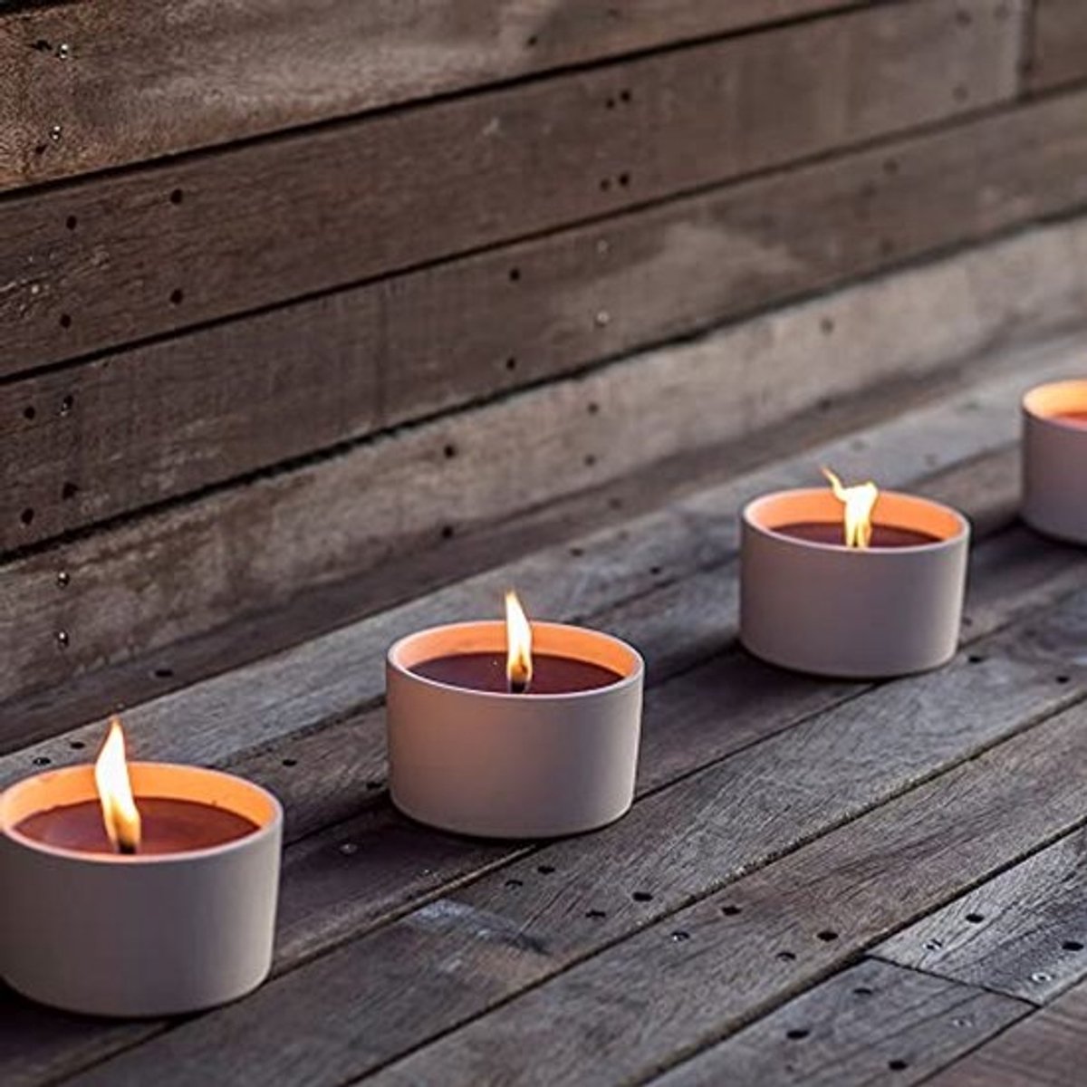 Set van 4 outdoor vlamschalen - Zachte witte buitenkaarsen met lange brandduur