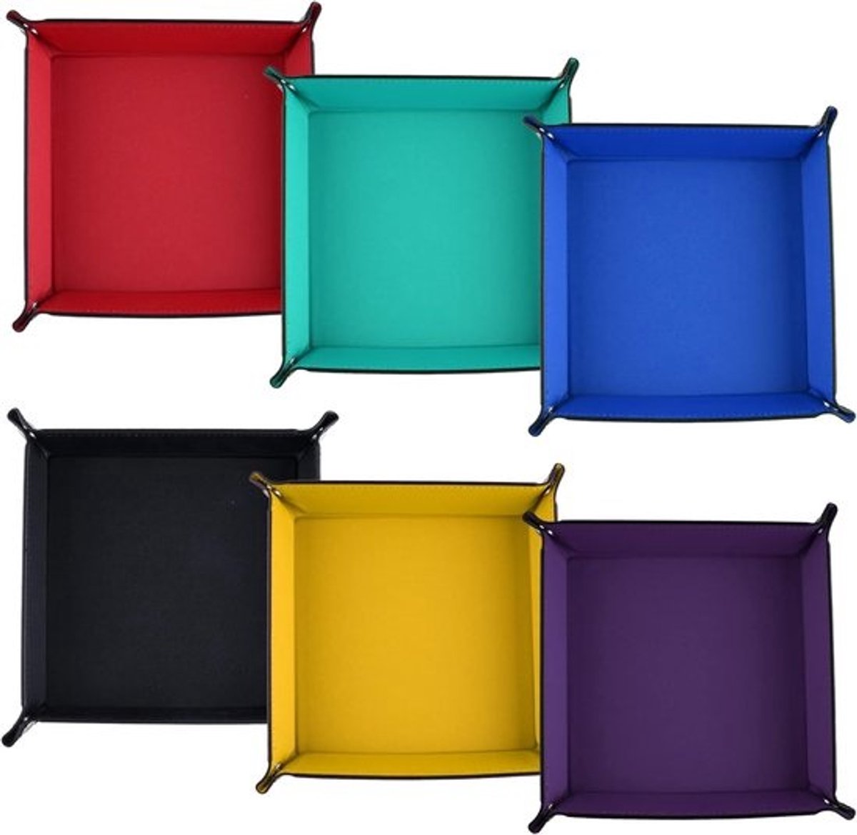 Dobbelsteen Bakjes - Opvouwbare Houders - Spel Bescherming - Zes Kleuren Set - 19x19 cm - Multicolor