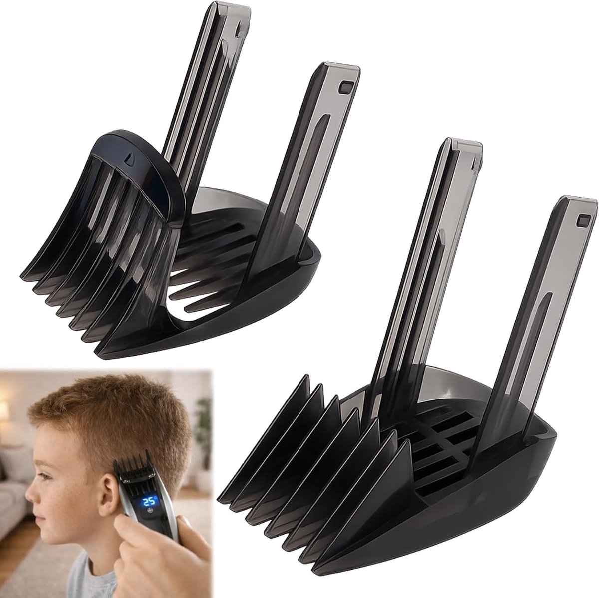 Set van 2 Vervangende Haarclipper Kammen, Verstelbare Haartrimmer Accessoires voor Diverse Clipper Modellen, 1-7 mm en 7-24 mm Instellingen
