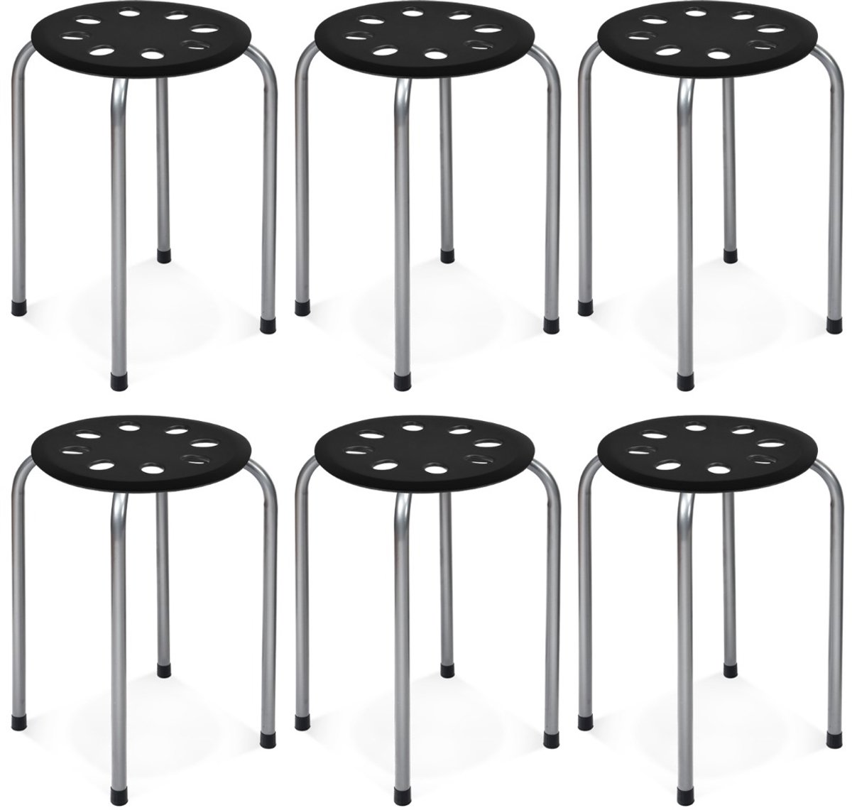 SureDeal® - Eettafel - Stapelkruk Stapelbare Metalen - Thuis Kantoor Klaslokaal - Zithoogte - 30x30x44,5 cm - Grijs