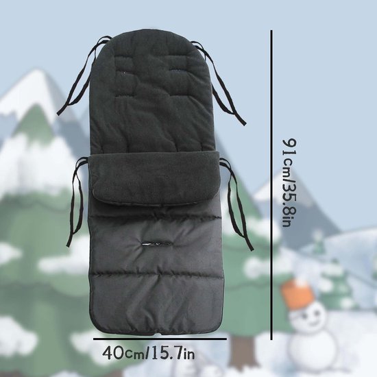 Kinderwagen Voetenzak - Slaapzak Kinderwagen - Warm Blijven - Ritssluiting met Open Voeten - 83 cm x 40 cm - Zwart — afbeelding 3