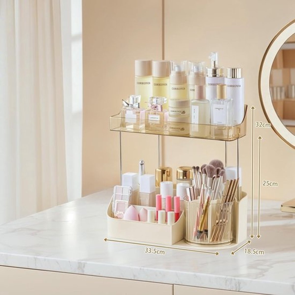 Draaibare Make-up Organizer voor Cosmetica en Skincare - Multifunctionele Opberger voor Badkamer en Bureau