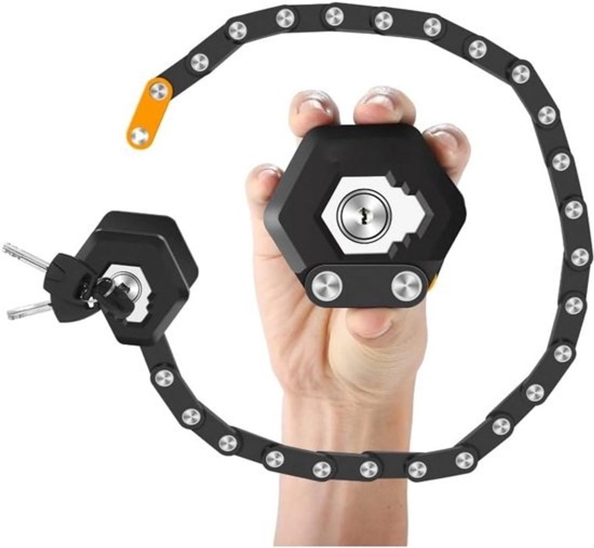 Zeer Veilig Fiets Kettingslot Gehard Staal 78 cm Inclusief Montagebeugel en 3 Sleutels