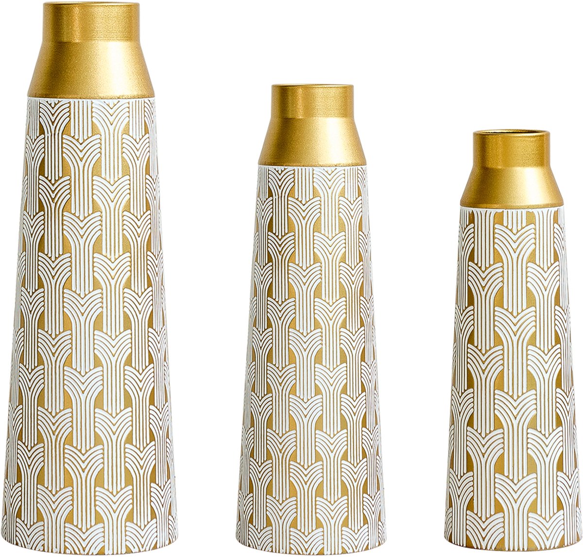 MODFU - Vaas Set Van 3 - Modern - Goud - Metaal - Voor Binnen