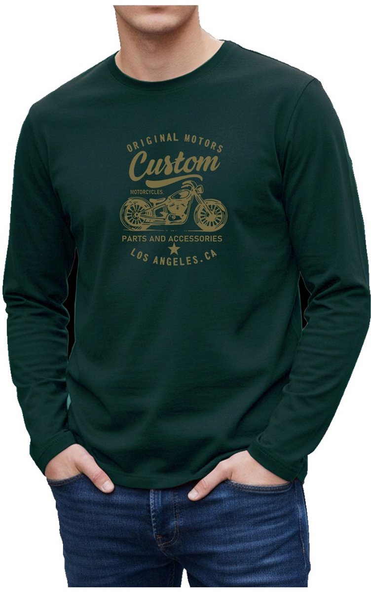 Currero Longsleeve Heren Oversized Lange Mouwen Shirt Roundneck Mannen Kleding T-Shirt XXXL Donkergroen