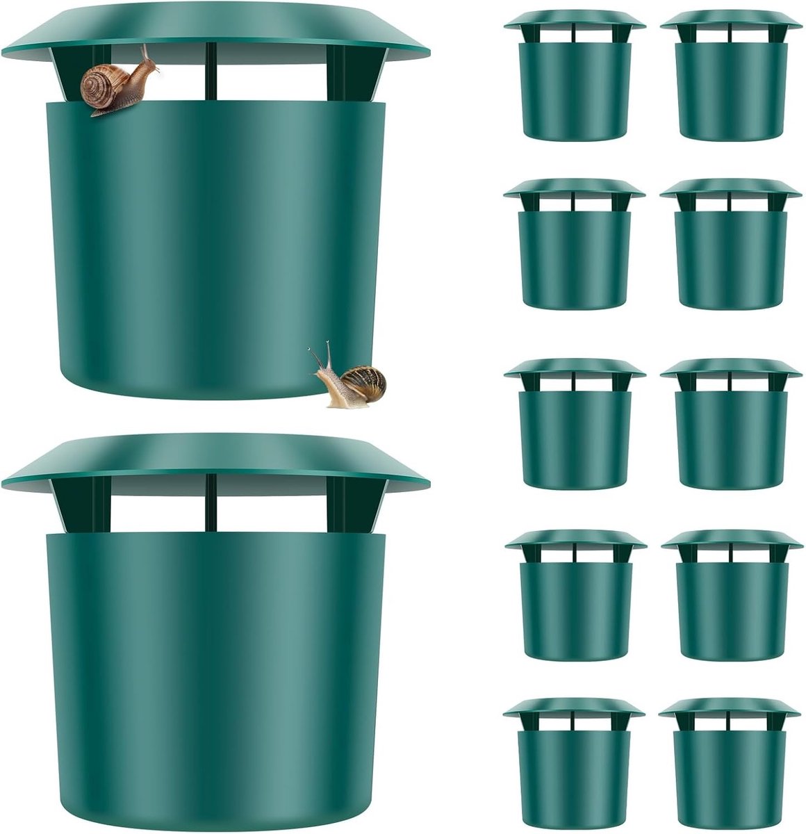 Herbruikbare slakkenvallen voor de tuin - 12 stuks, waterdicht en effectief voor groentetuin en fruittuin, 8,5 x 9 cm