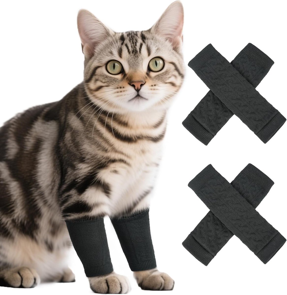 4 Stuks Kat Anti-Lek Mouwen voor Pootbescherming, Voorkom Likken en Bijten van Wonden, Ideaal voor Zieke en Herstellende Huisdieren (Blauw, S)