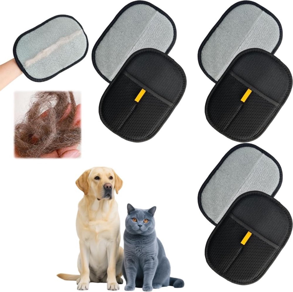 Verwijder Honden- en Kattenharen met Herbruikbare Dubbelzijdige Verzorgingshandschoenen voor Huisdieren, Ideaal voor Vloeren, Meubels en Kleding