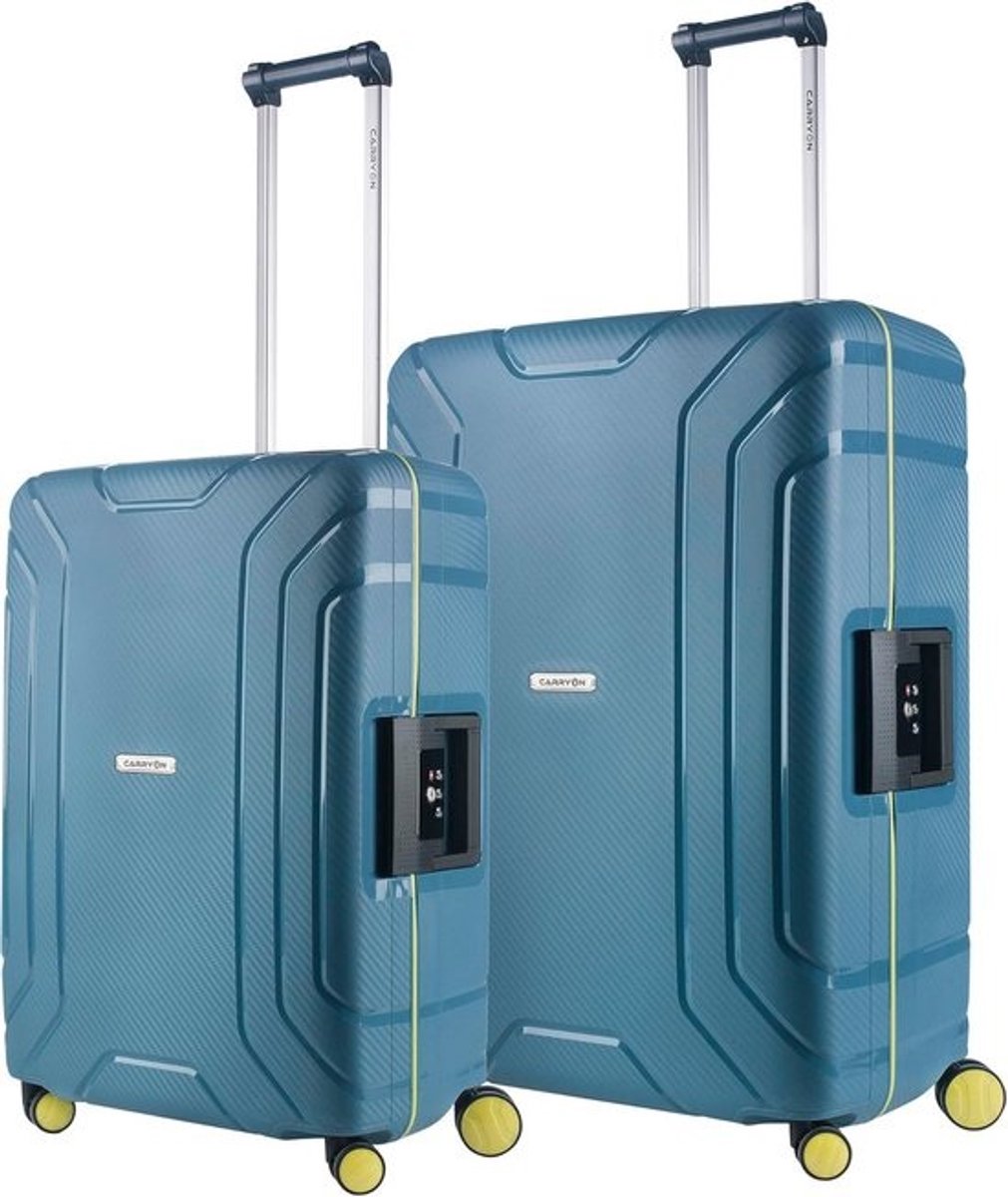 Slagvaste Koffer set 2 delig zonder Rits TSA Slot - Reisbagage Blauw