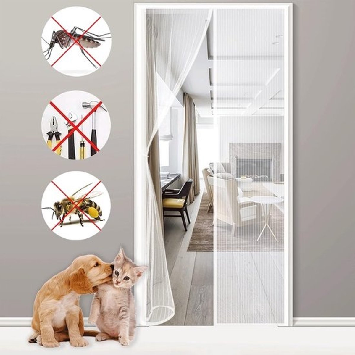 Magneet Vliegengordijn Deur 75x270cm Anti Muggen Hor Gordijn met Volledig Frame