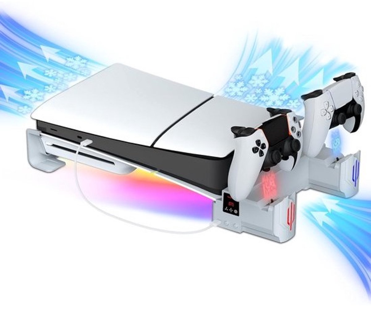 Horizontale Standaard voor PS5 Slim met Controller Oplader en RGB Koeling
