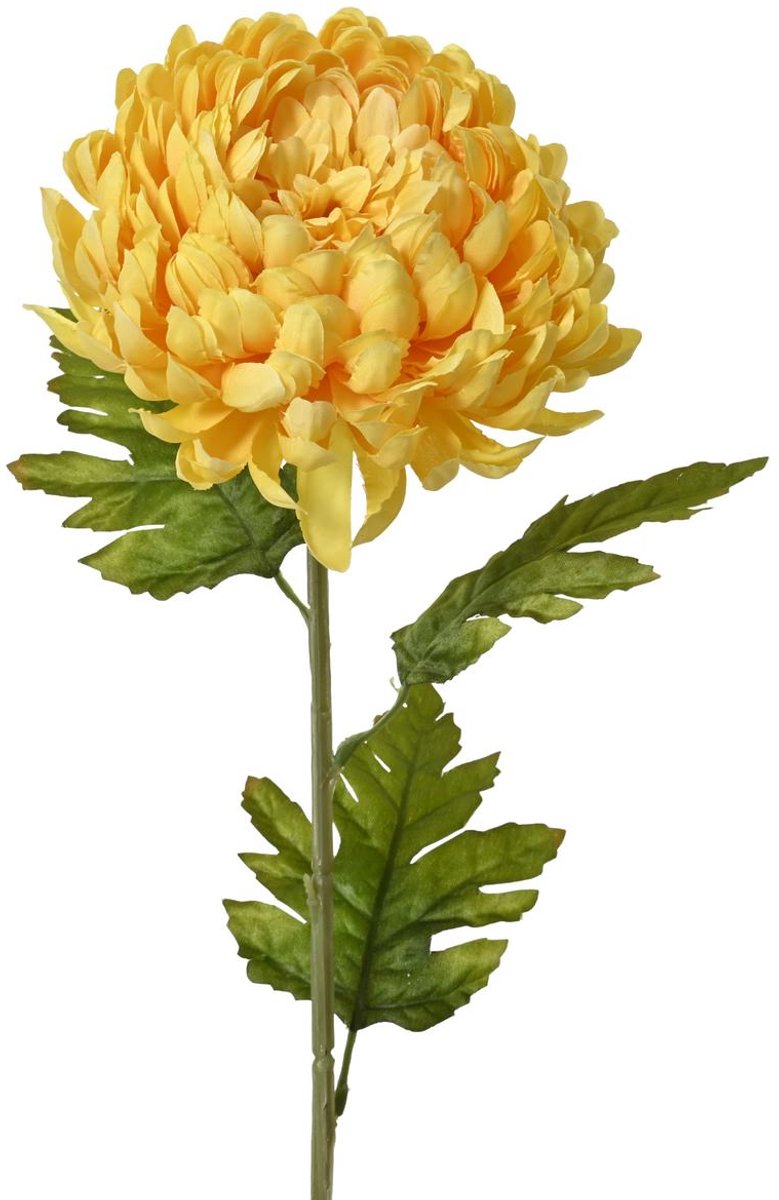 Everlands Chrysant Grootbloemig Geel Ø 15 cm 74 cm - Kunstbloemen