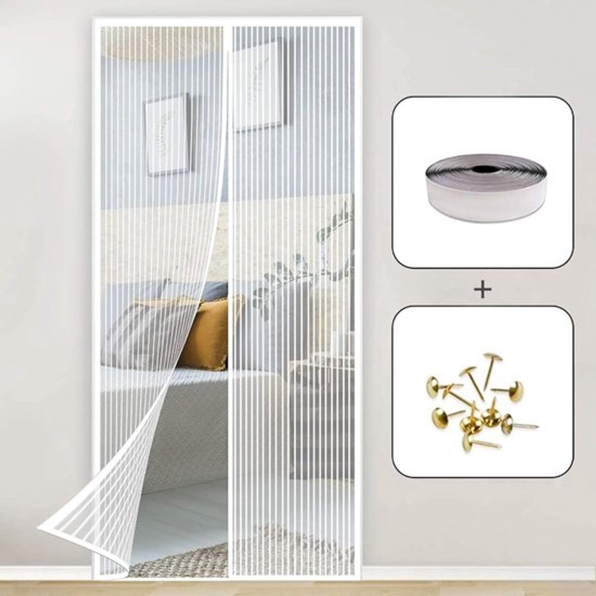 Magnetische Hordeur - Vliegenhor Deur - Insecten Buiten Houden - Automatische Sluiting - 80x225cm - Wit