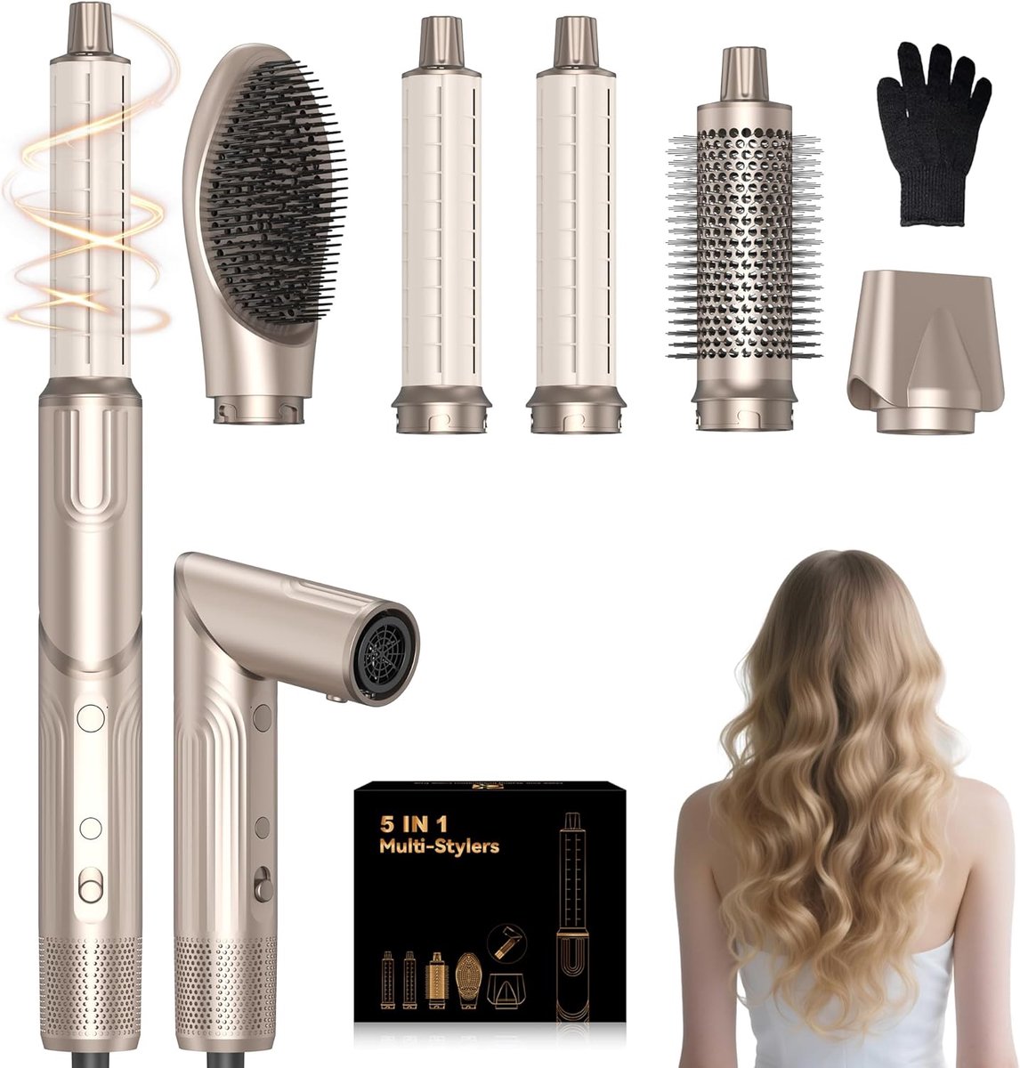 5-in-1 Multifunctionele Fähnborstel Set met Krultang en Stijltang